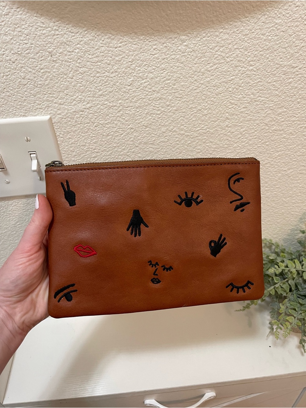 Madewell leather pouch clutch